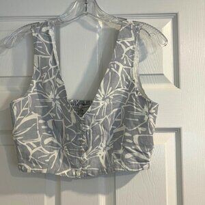 Madewell Linen-Blend Gwen Crop Vest Top in Abstract Flora - Size 4